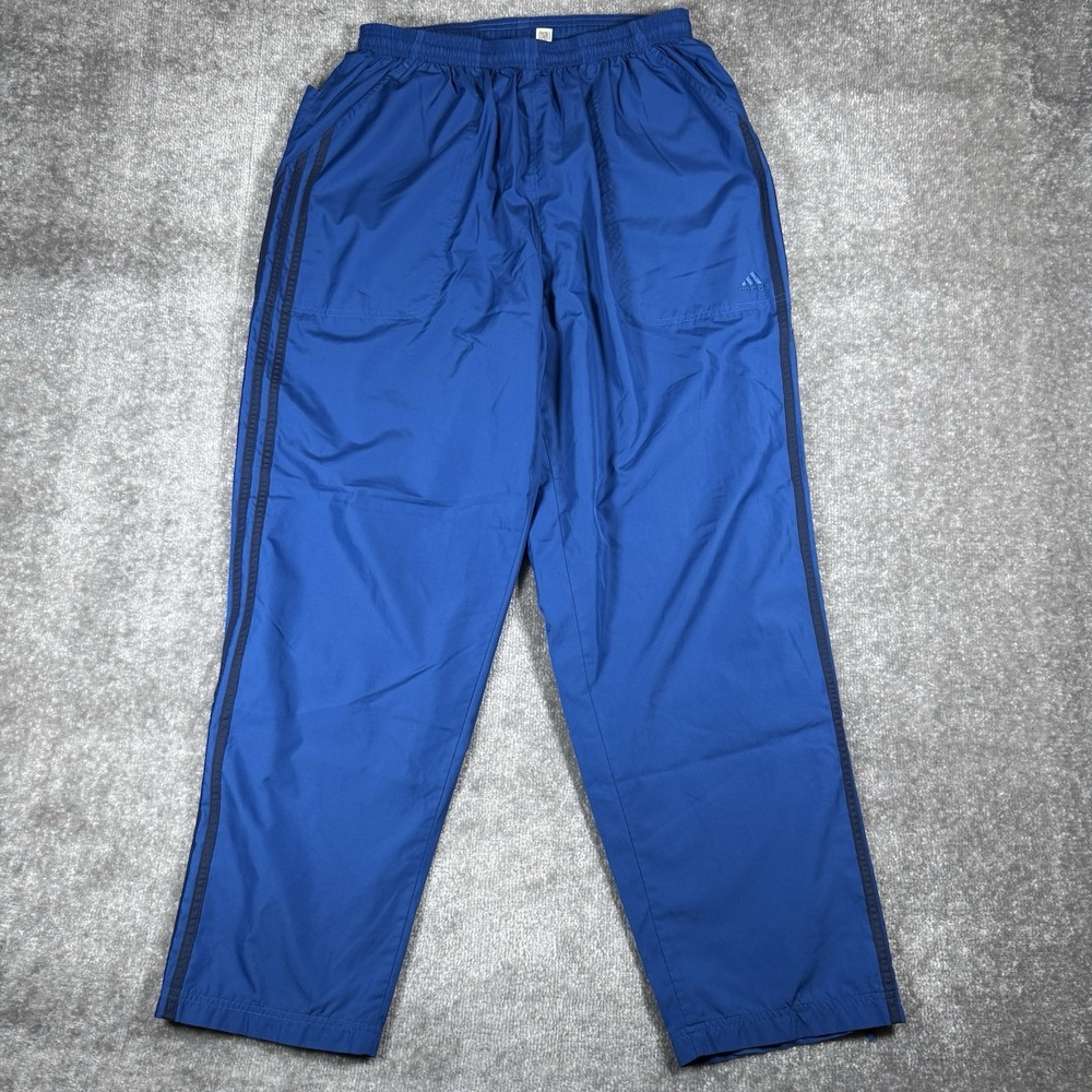 VTG Y2K Adidas Track Windbreaker Pants Men's XL Blue Mesh Lined Zipper Ankles